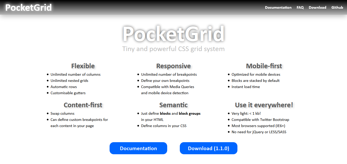 PocketGrid Framework CSS