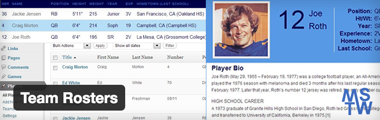 Team Rosters tema wordpress