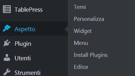 Tema wordpress - pannello di controllo