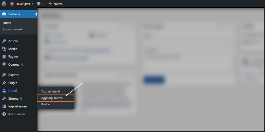 come aggiungere nuvo utente wp